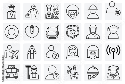 Community Workers And Public Service Professions – Doctor, Police, Firefighter, And Nurse For Educational And Awareness Materials