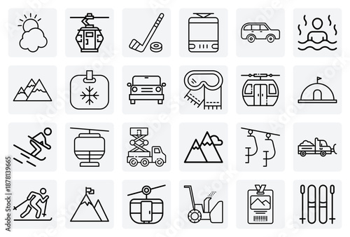 Mountain Ski Resort And Winter Services – Cable Cars, Hot Springs, And Snow Plows For Tourism And Hospitality