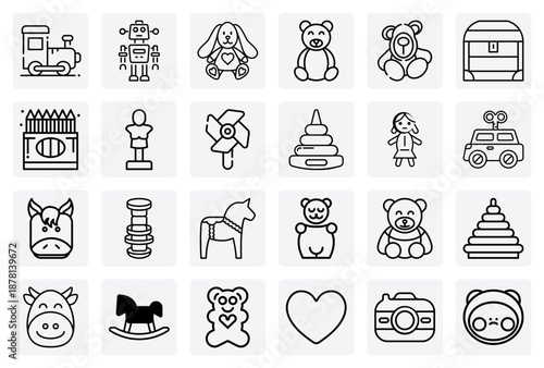 Classic Children'S Playthings – Teddy Bear, Rocking Horse, Doll, And Toy Car For Nursery And Playroom Themes