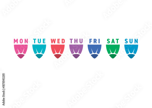 Days of the week and colorful pencil tips. Chubby and colorful pencil tips. Seven days of the week concept