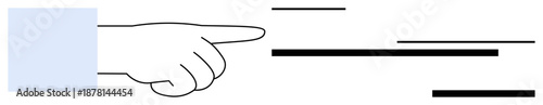 Navigation, guidance, decision-making, movement, communication, direction. A hand pointing right with black horizontal lines. Navigation and guidance concept for directional cues