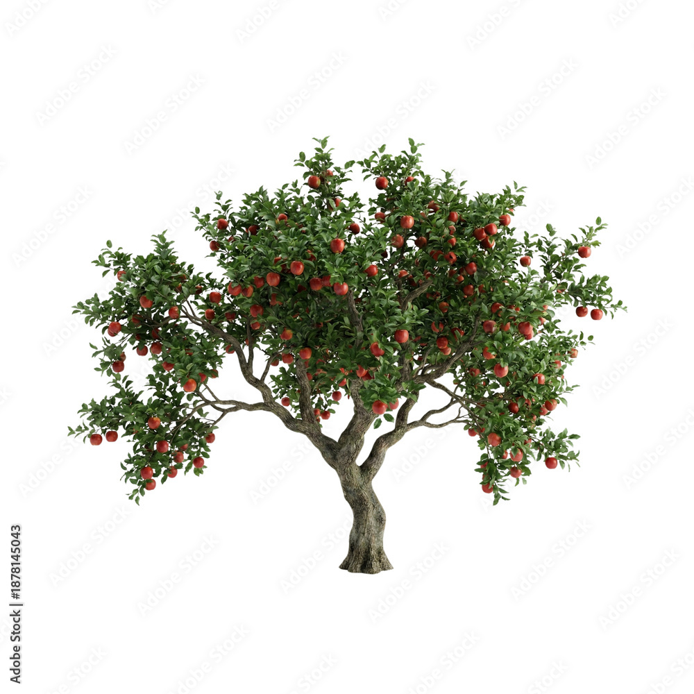 Fototapeta premium Lush apple tree with ripe red apples on branches