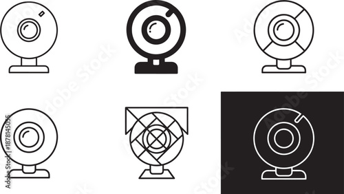 Webcam and Security Camera Icons – Modern Streaming, Video Call, and Surveillance Vector Symbols