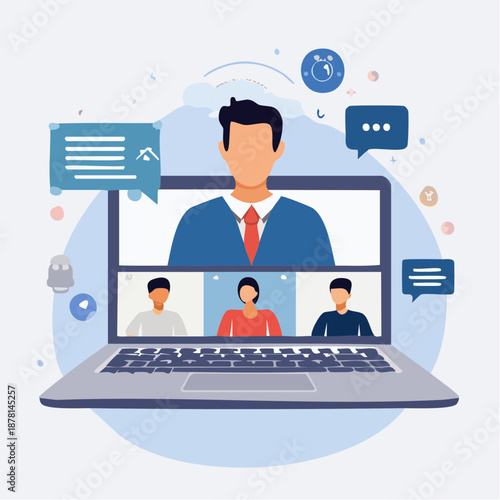 Online Business Communication and Video Conference Concept