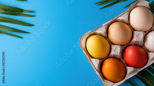 Wallpaper Mural Colorful Easter eggs nestled in a cheerful carton on a vibrant background Torontodigital.ca