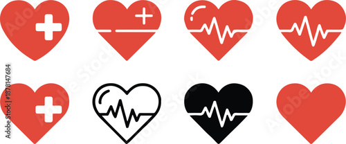 heart symbol pack for medical design interface and infographic use