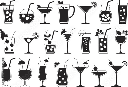 drinks icon set beverage silhouettes for menu and branding