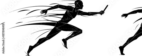 Abstract illustration of a relay race runner passing the baton
