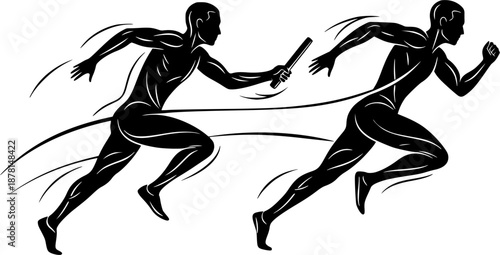 Abstract illustration of a relay race runner passing the baton
