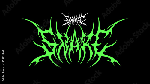 Snake typography vector in symmetrical shapes dark metal lettering style for streetwear, t-shirt print apparel, sticker, poster, band name logo, and work mark