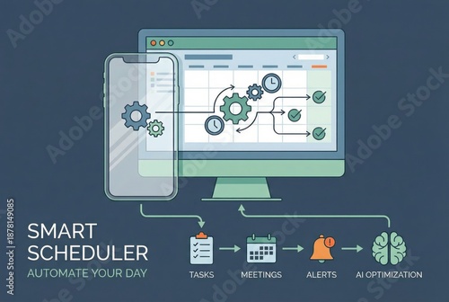 Smart Scheduler Interface for Streamlined Daily Automation Utilizing Intelligent Task Management Calendar Notifications and AI Optimization for Enhanced Productivity Efficiency