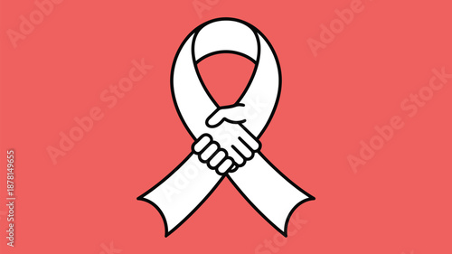 Hands clutching a white ribbon Vector