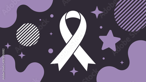 Awareness ribbon with stars and shapes Vector