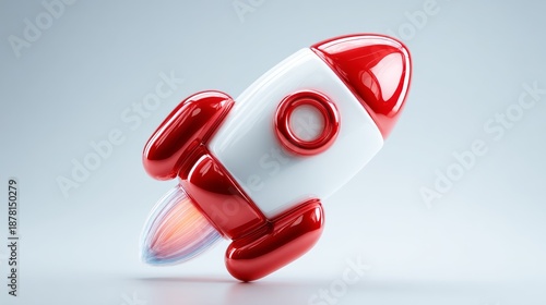 3D Rocket Launch Icon for Startup Growth Innovation and Business Success