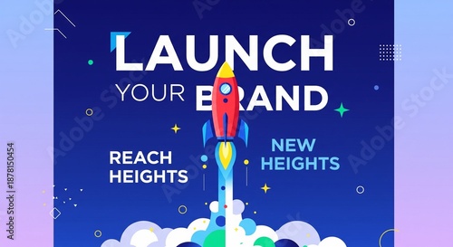 Rocket Launch Illustration for Brand Growth and Motivation