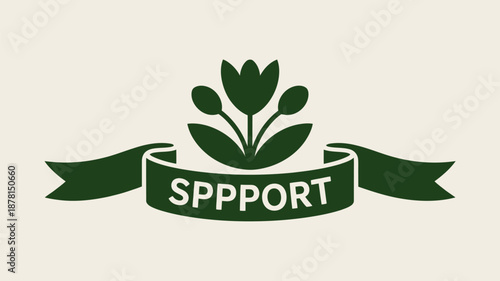 Green plant with support ribbon Vector