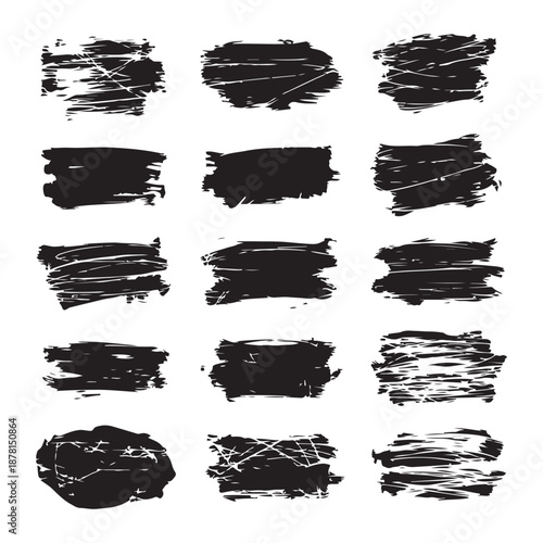 Black brush strokes on white background 4
