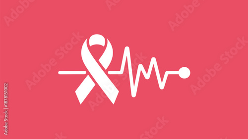 Awareness ribbon with heartbeat line Vector