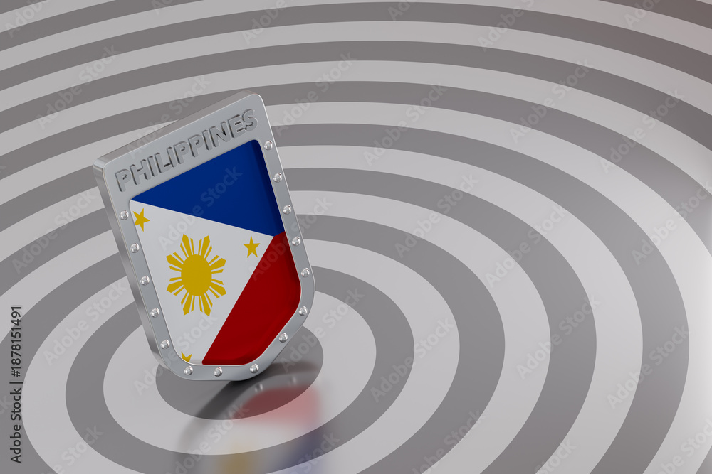Naklejka premium Philippines flag shield with country name on target background
