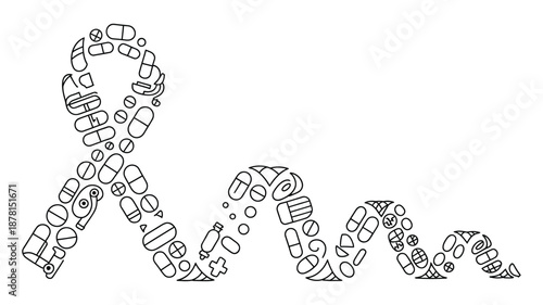 Ribbon made of pills Vector