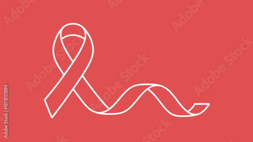 Awareness ribbon on red background Vector