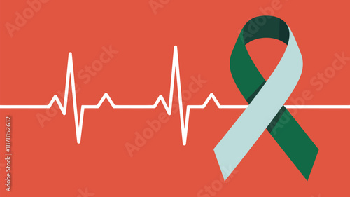Awareness ribbon with heartbeat Vector