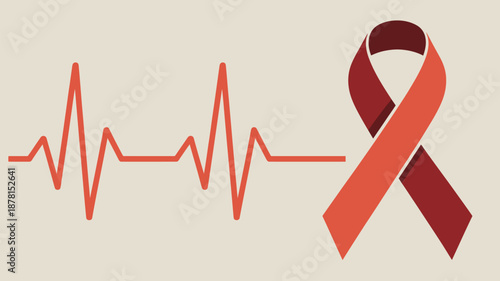 Heart monitor awareness ribbon Vector