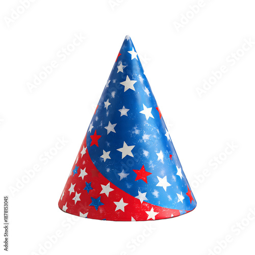 Patriotic party hat with star design, Festive cone cap for celebrations