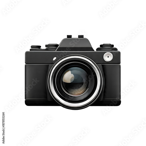 Sleek black digital photo camera, Modern photography equipment isolated icon