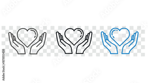 Vector illustration of a couple's hands holding hands in a heart shape silhouette symbol representing love, care, and romance for a Valentine concept design
