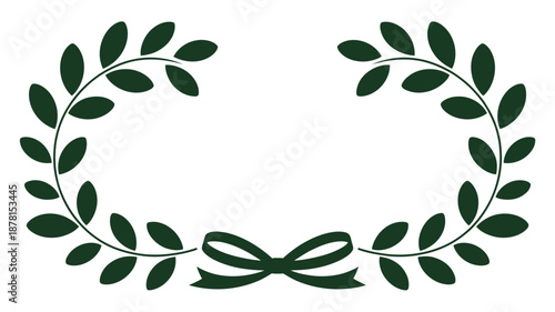 Green laurel wreath with bow Vector