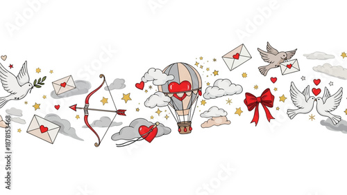 Vector illustration of a happy birthday card featuring cartoon birds and colorful music icons in a decorative casino gambling game art design