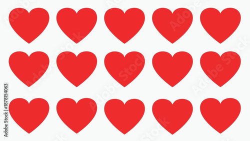 A seamless pattern design featuring a decorative set of red heart shapes and romantic icons for a Valentine’s Day vector illustration symbolising love and passion