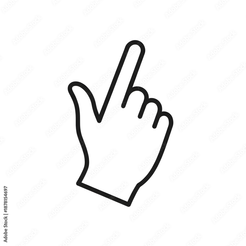 Fototapeta premium Minimal Pointer Hand Outline Icon Isolated on Transparent Background