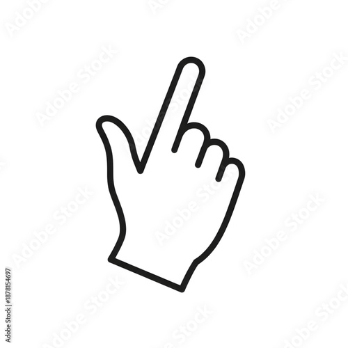 Minimal Pointer Hand Outline Icon Isolated on Transparent Background