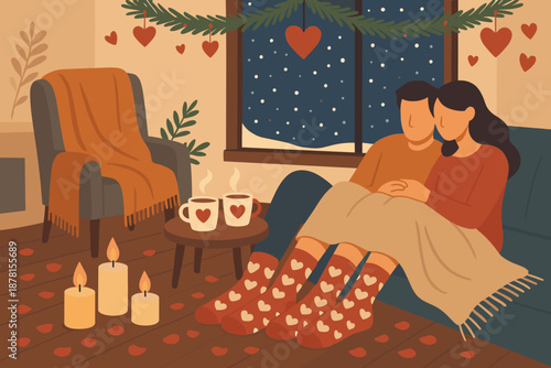 Outside vector illustration socks scattered valentine softly pine indoor cozy warm over