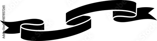 Black banner ribbon icon, message text box placeholder for product sale, promotion or special offer design. Simple element vector illustration