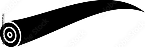 Roll of fabric, carpet, or paper in black and white icon. Material scroll symbol for various industries logo. Vector illustration