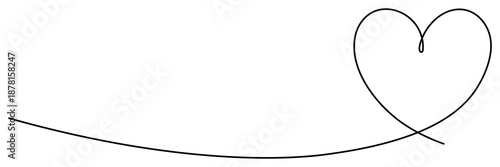 Continuous line heart drawing in minimalist style. Single love icon perfect for romantic designs, wedding invitations, and elegant celebration graphics. Vector illustration isolated.