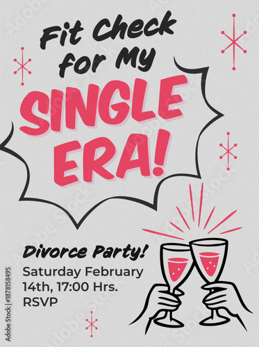 Divorce party invitation social post 1950 style