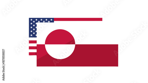 Abstract USA and Greenland flag composition graphic illustration isolated on white