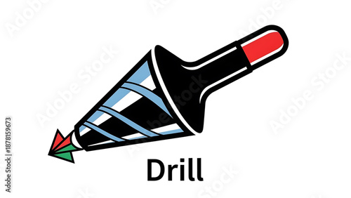 Oil A vector graphic illustration of a modern drill with a colorful twist bit on a clean white background