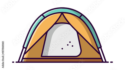 A simple illustration of a vibrant yellow and blue camping tent, ready for outdoor adventures and wilderness exploration.