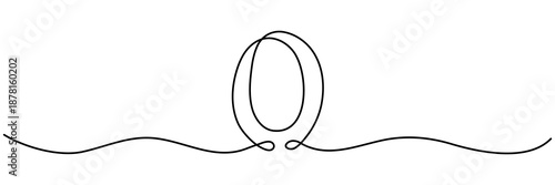 Continuous line drawing of number zero in hand drawn style. Single unbroken outline sketch perfect for minimalist logos and mathematical illustrations. Vector illustration isolated on white.