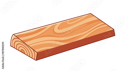 A simple yet detailed illustration of a wooden plank or board with prominent grain patterns and a chamfered edge.