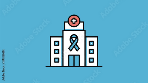 Hospital building with awareness ribbon Vector