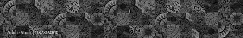 Dark vintage ornamental tiles texture background with floral patchwork pattern