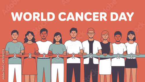 Celebrating world cancer day together Vector