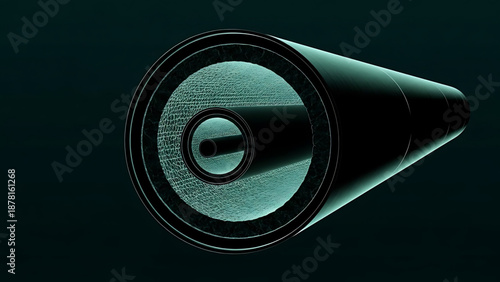 Oil A sleek, modern telescope with a metallic finish and a dark background, perfect for stargazing and astronomy enthusiasts.