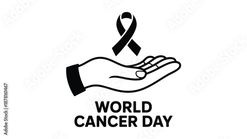 Hand holding black ribbon for world cancer day Vector